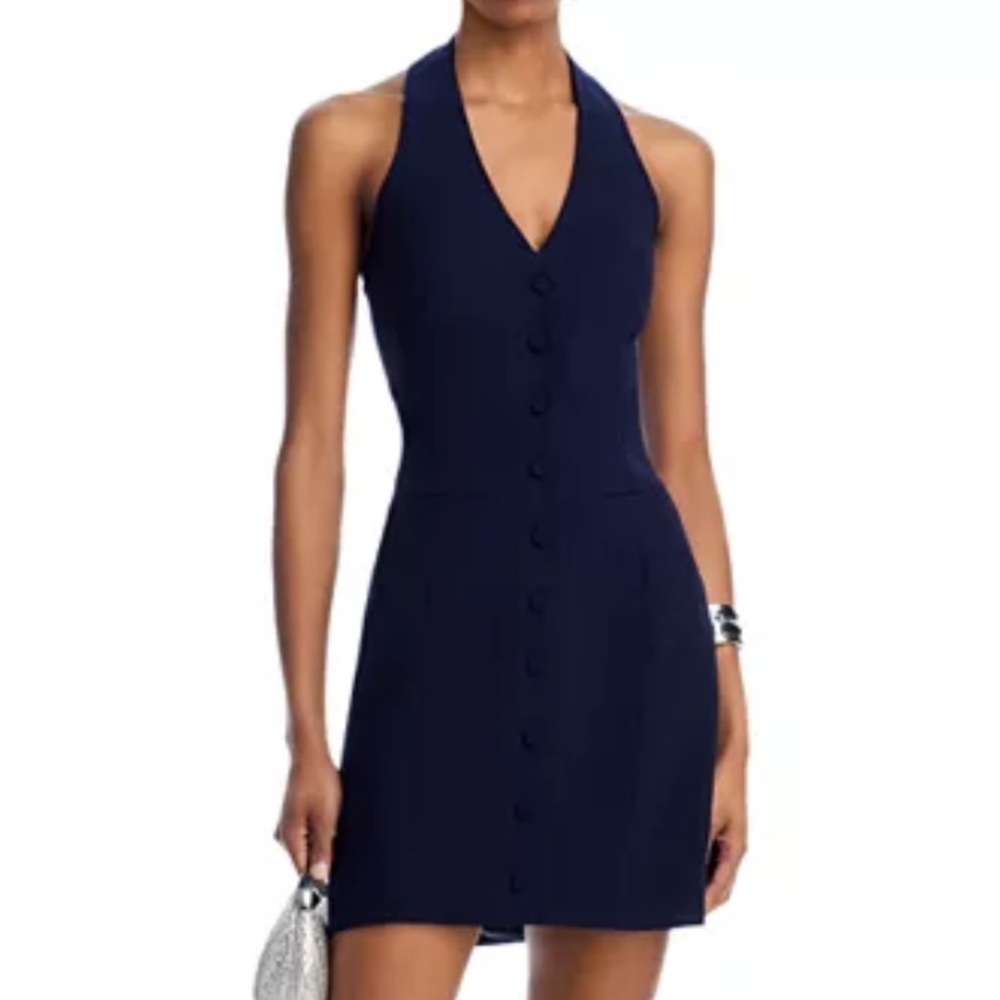New AQUA Halter Mini Dress Navy blue - Picture 2 of 6
